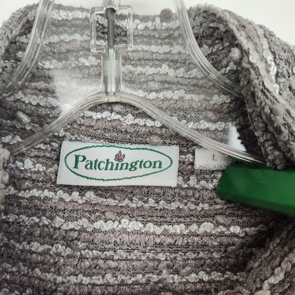 Patchington Full-Zip Women's Jacket, size Large, gray/silver stripes, mock neck - Picture 8 of 10